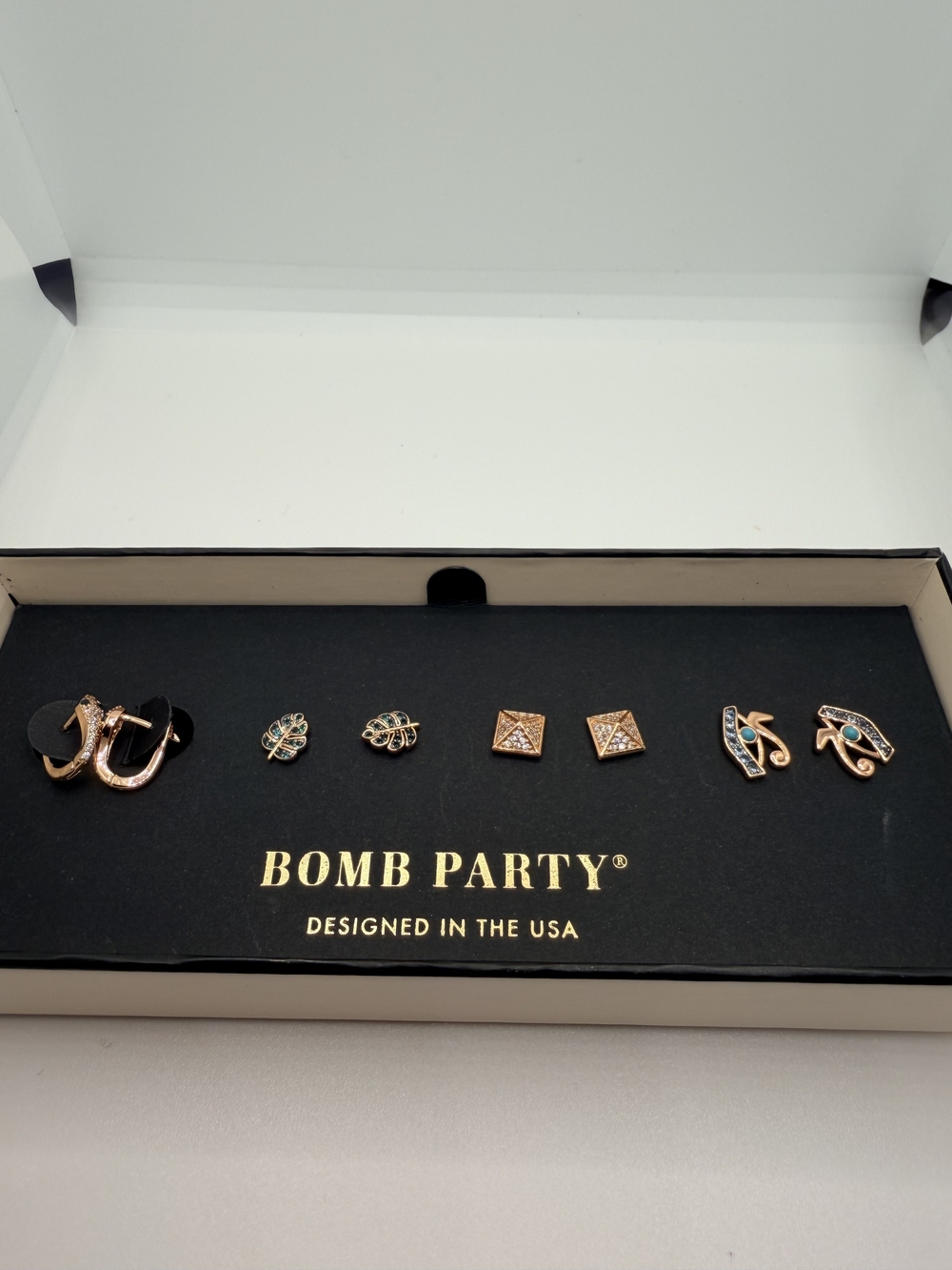 BompParty Rose Gold and Turquoise Inspured Simply Studs Earring Set